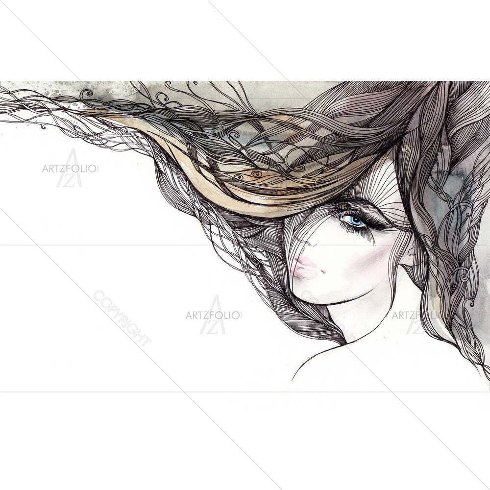 Woman With Beautiful Hair — Adult custom art by ArtzFolio