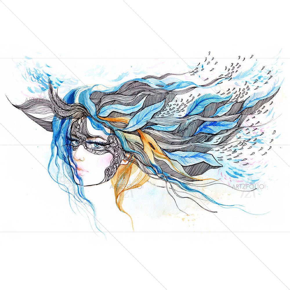 Woman With Abstract Hair D2 — Abstract custom art by ArtzFolio
