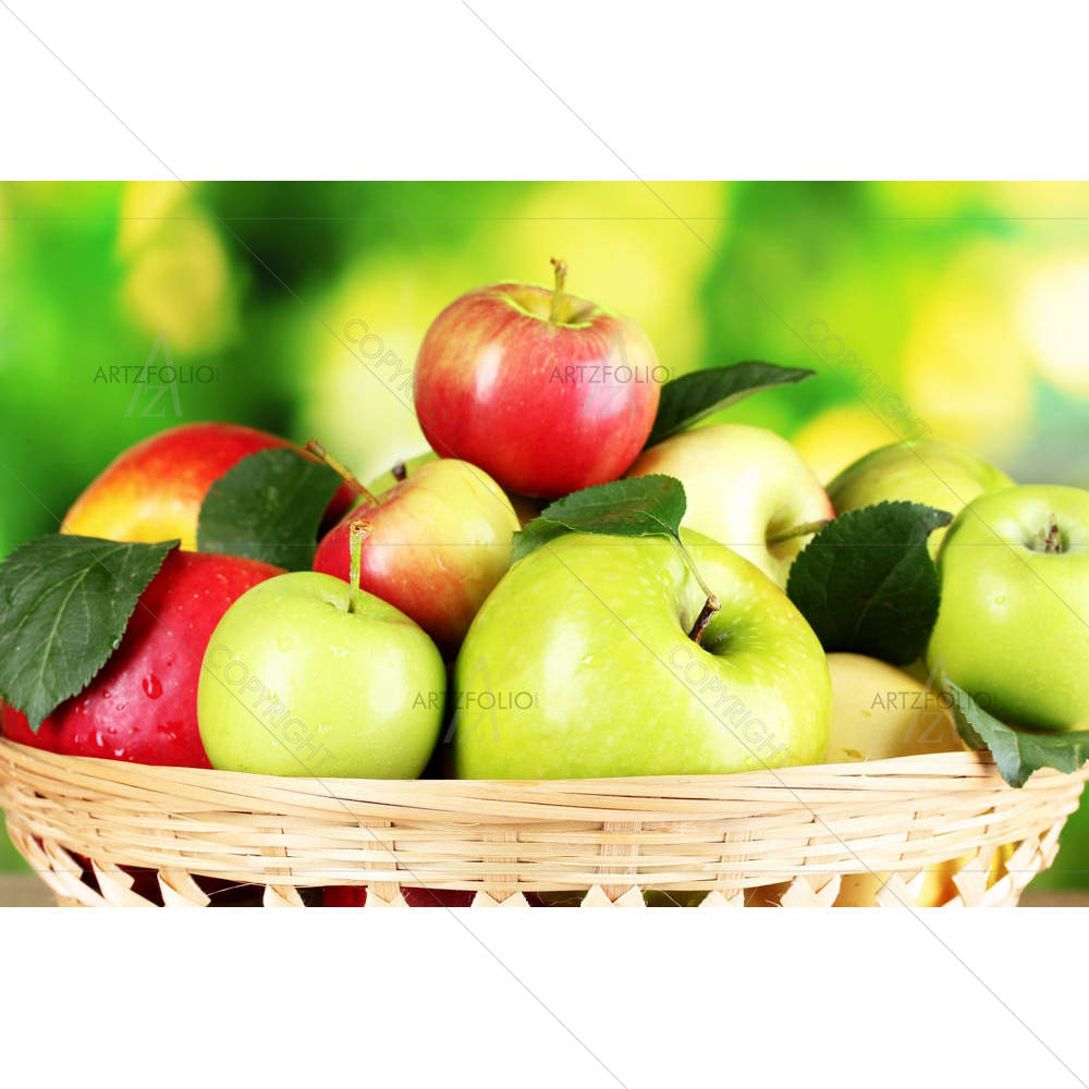 Organic Apples In Basket — Cuisine custom art by ArtzFolio