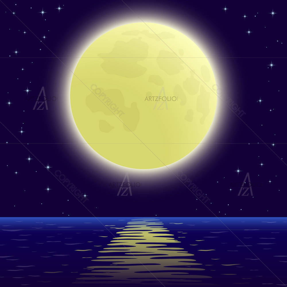Night Sea Landscape — custom-size art design 5000704