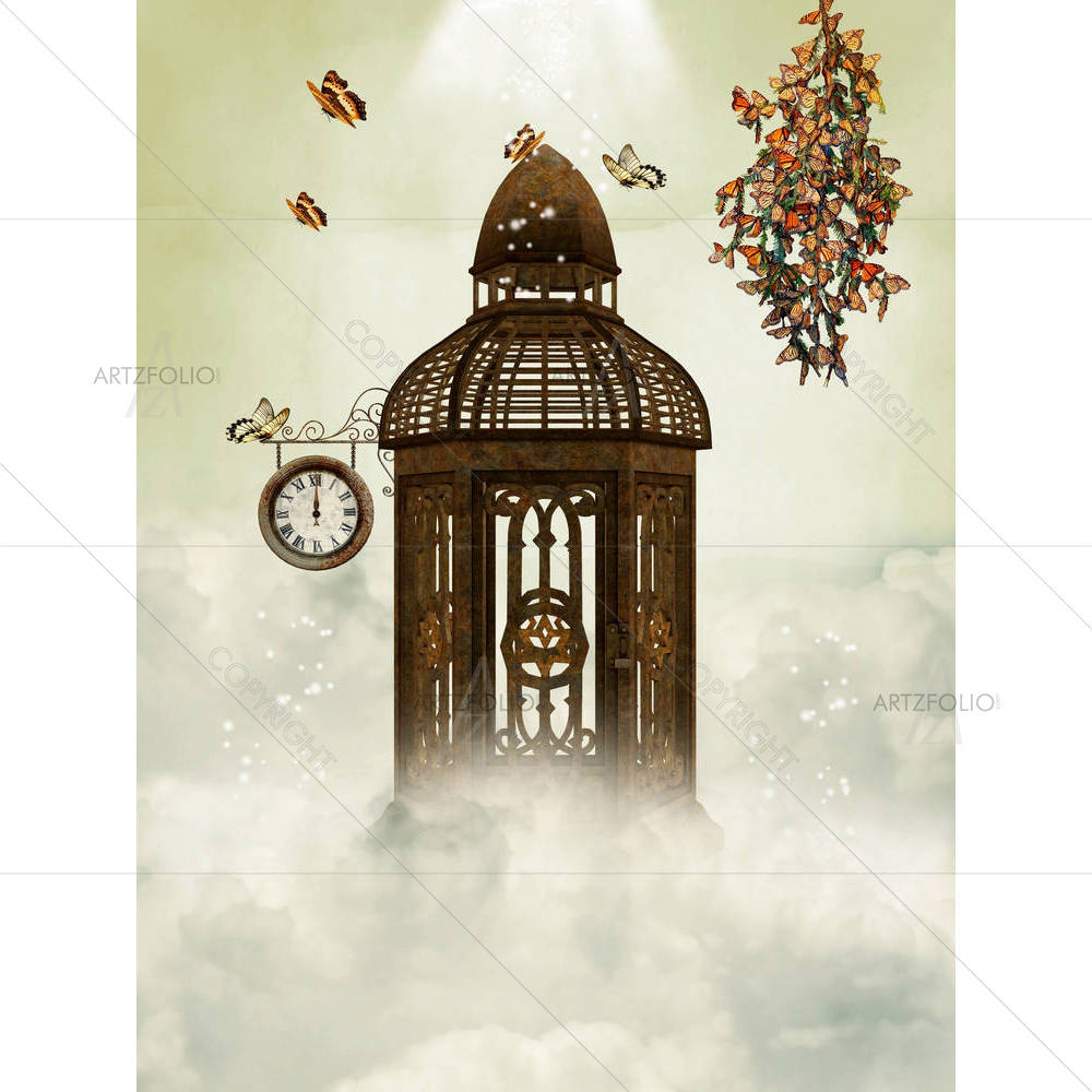 Cage & Butterflies — custom-size art design 5000713