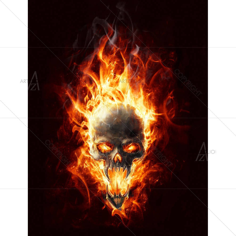 Satanic Burning Skull Bringer Of Doom — custom-size art design 5000715