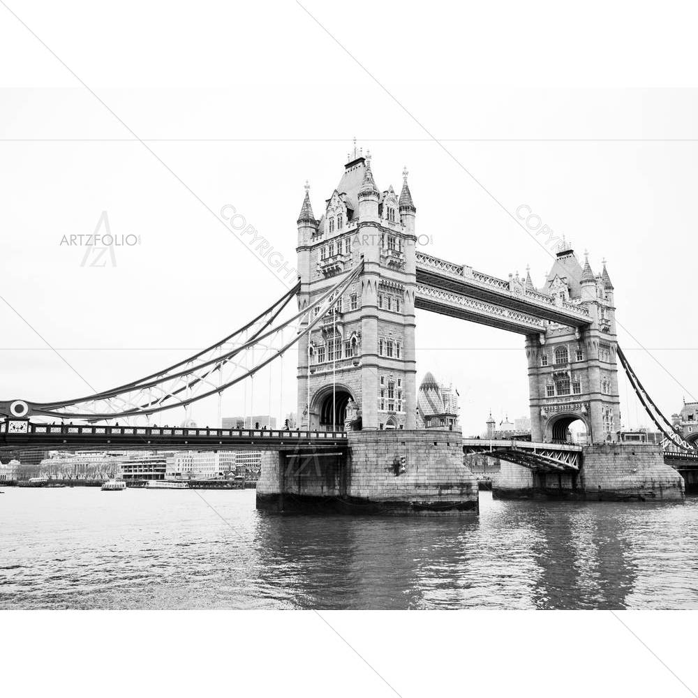 Tower Bridge At Night In London England — Ancient custom art by ArtzFolio
