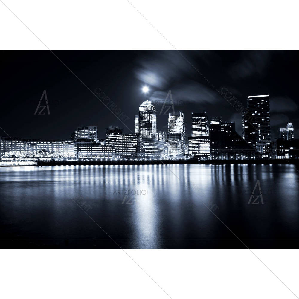 Full Moon Over London Skyscrapers, UK D1 — custom-size art design 5000737
