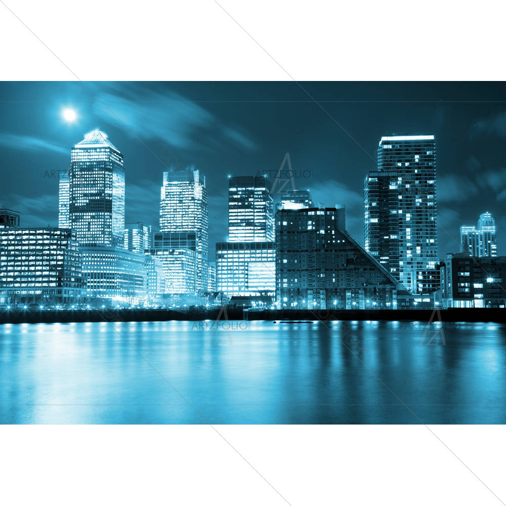 Full Moon Over London Skyscrapers, UK D2 — custom-size art design 5000738