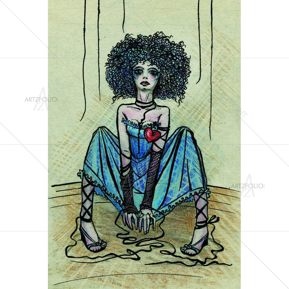 Puppet Girl With Teared Threads — custom-size art design 5000739