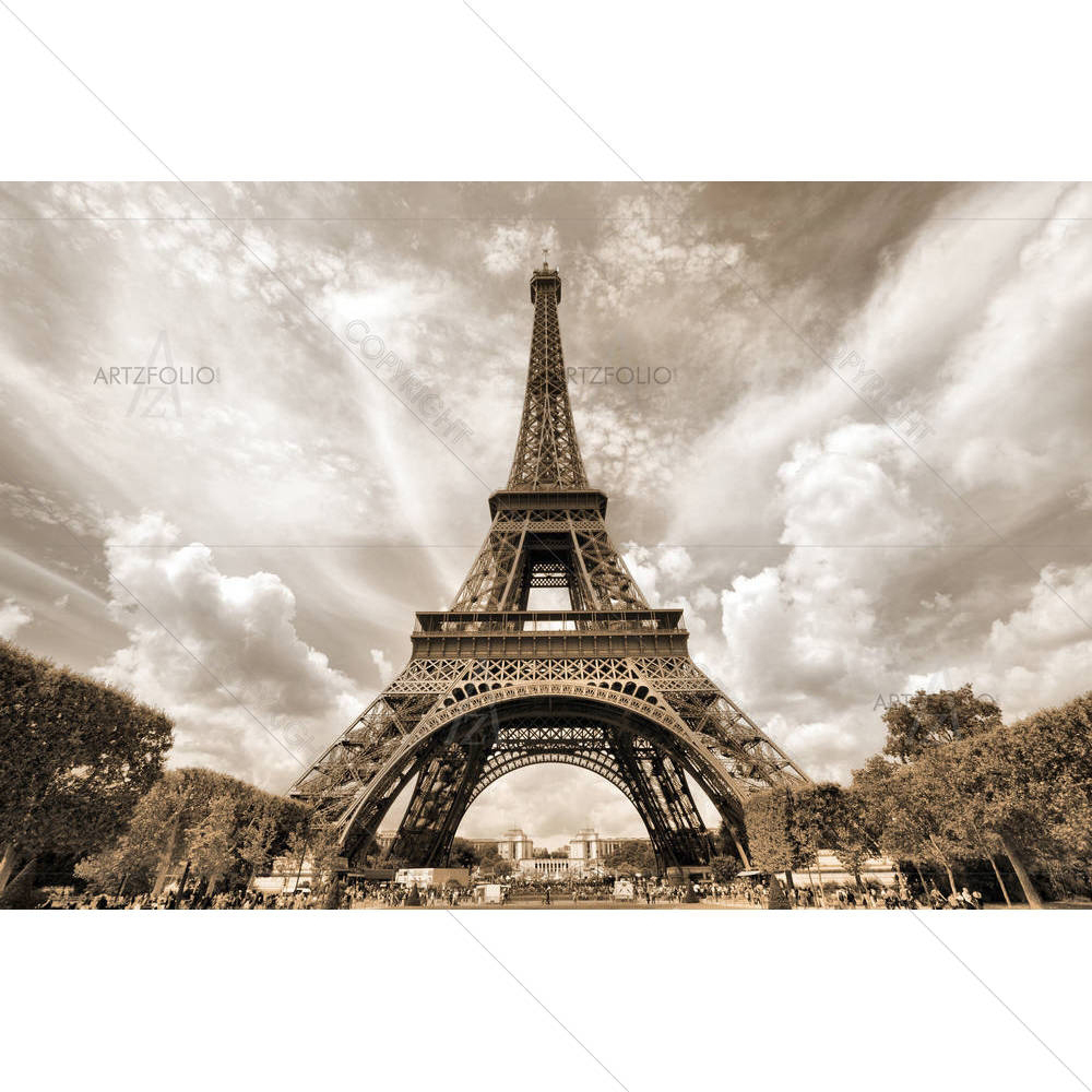 Eiffel Tower, Paris, France D2 — Ancient custom art by ArtzFolio