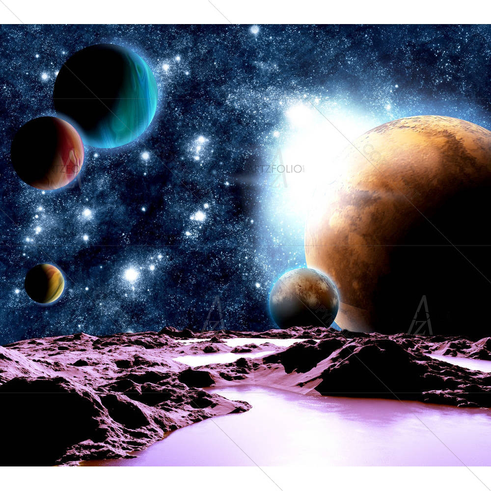 Abstract Planet With Water — custom-size art design 5000750