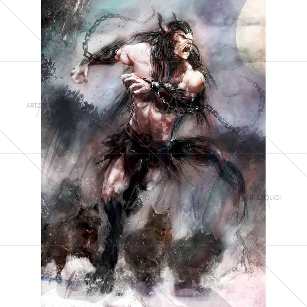Werewolf & His Wolf Pack — Animals custom art by ArtzFolio