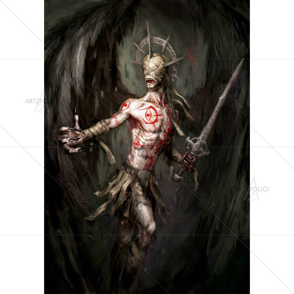 Evil, Blind, Fallen Angel Of Death — Fantasy custom art by ArtzFolio