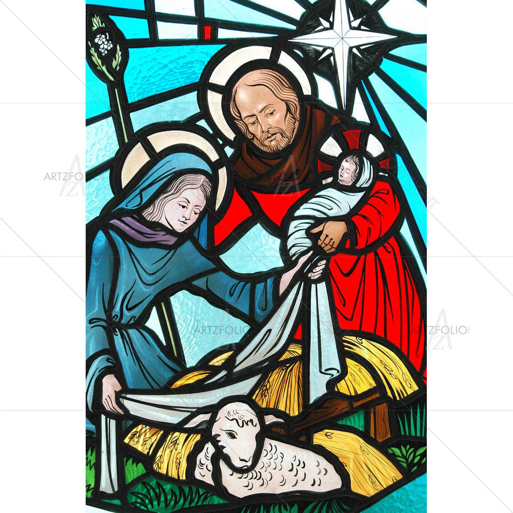 Stained Glass Window Of The Nativity — Devotional custom art by ArtzFolio