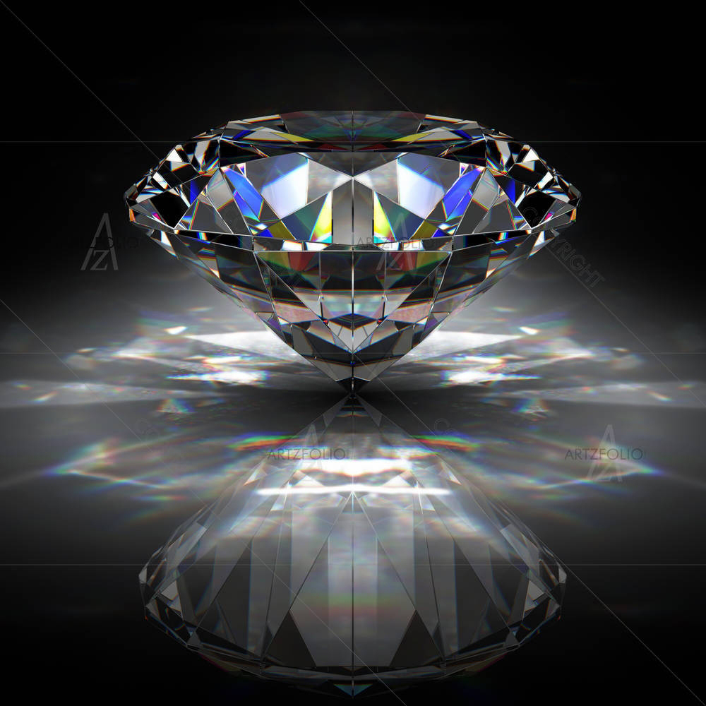 Brilliant Diamond On Black Surface — Fluid marble custom art by ArtzFolio