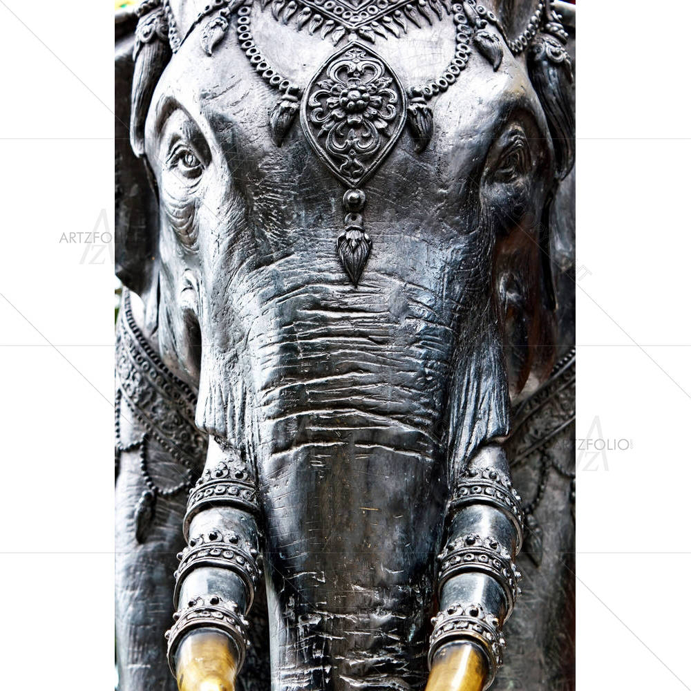 Elephant Near a Temple in Thailand — custom-size art design 5000764