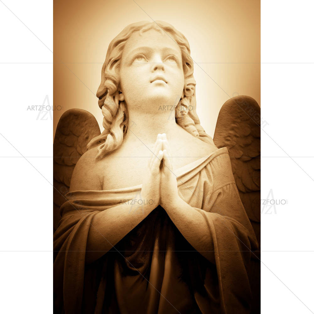 Praying Angel In Sepia Shades — custom-size art design 5000788