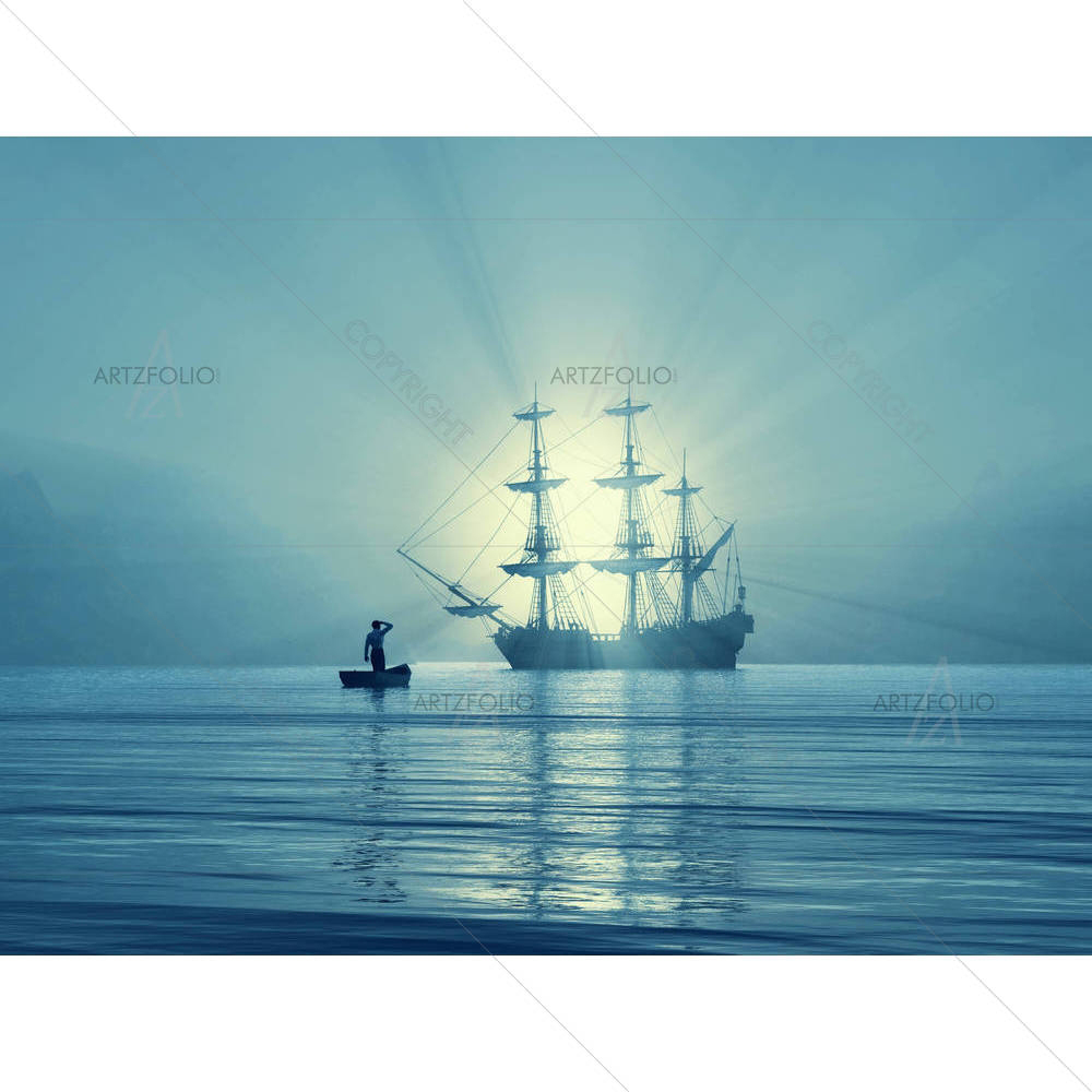Ancient Vessel In Gulf — custom-size art design 5000805