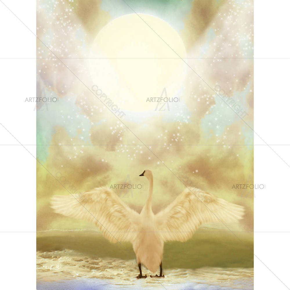 Swan In Landscape — custom-size art design 5000819