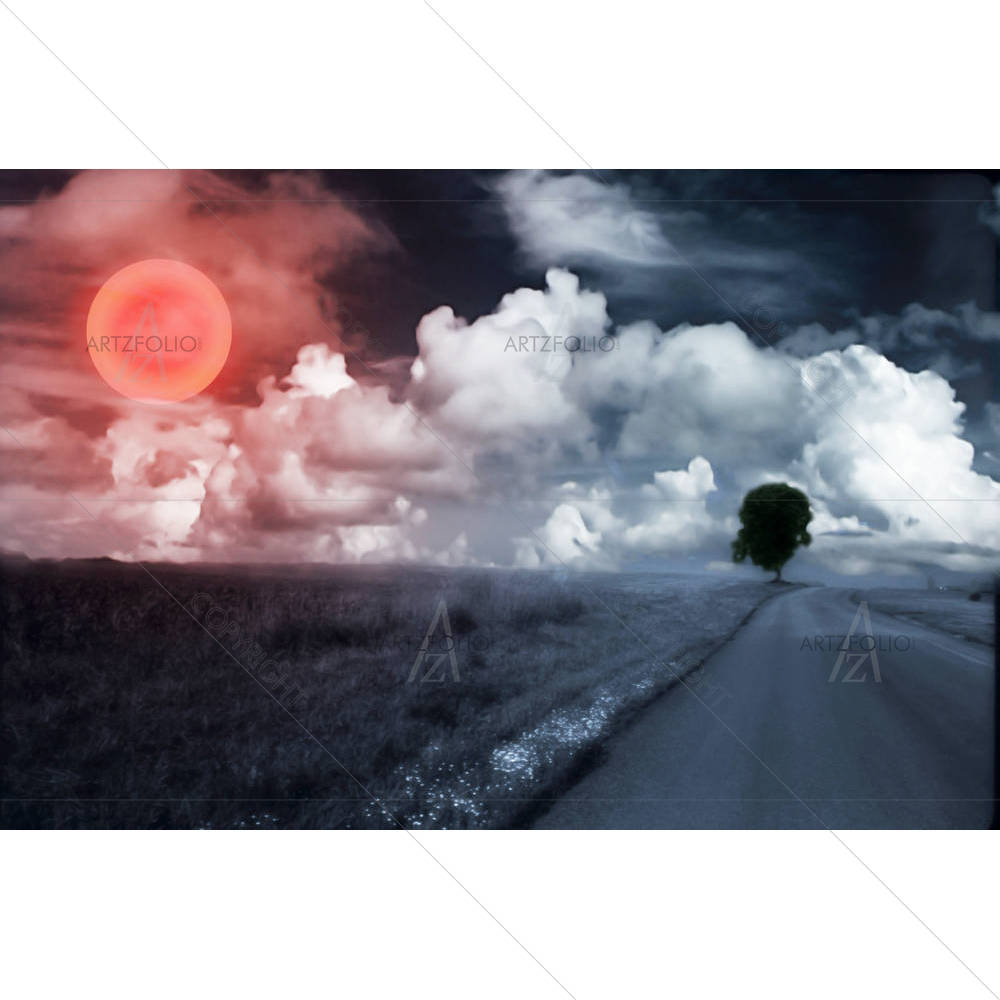 Landscape With Big Sun — custom-size art design 5000825