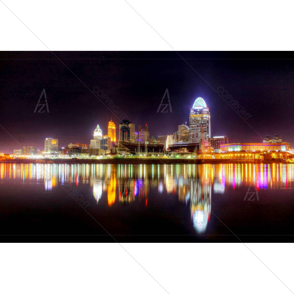 Cincinnati Ohio Skyline, Newport Kentucky, USA D1 — custom-size art design 5000836