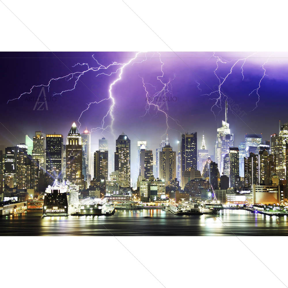 Storm & Lightnings In New York City, USA — American custom art by ArtzFolio