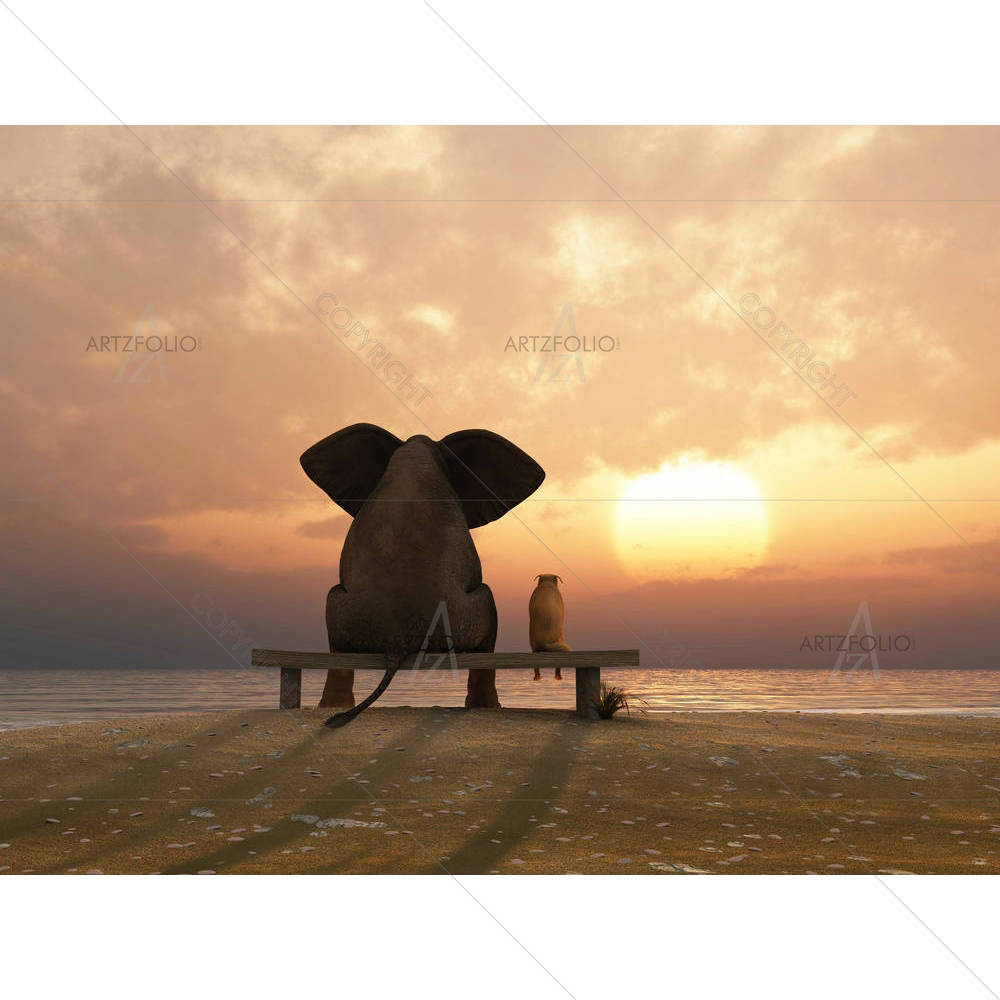 Elephant & Dog D1 — Animals custom art by ArtzFolio