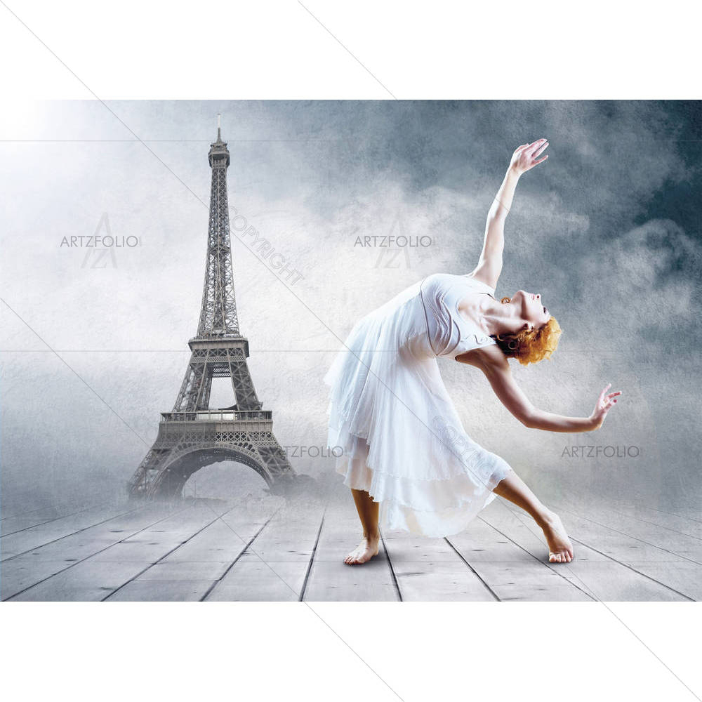 Woman Dancer in Front of The Eifel Tower D1 — custom-size art design 5000926