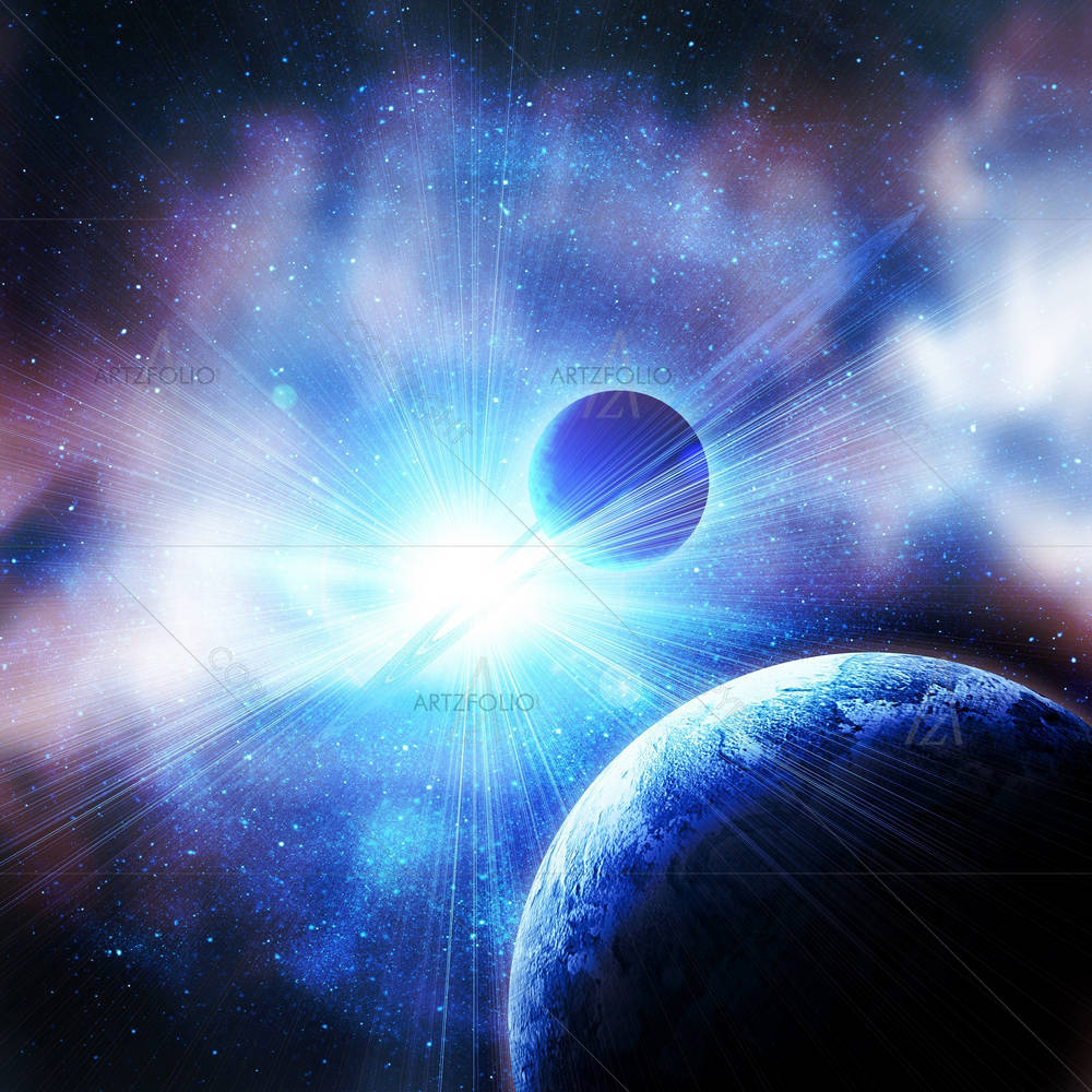 Planets Against The Sun In Space — custom-size art design 5000935