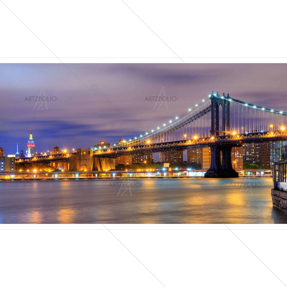 Manhattan Bridge & The Empire State Building, USA — custom-size art design 5000943