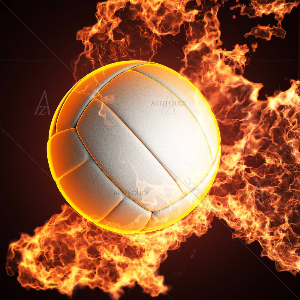 Volleyball Ball In Fire — custom-size art design 5000965