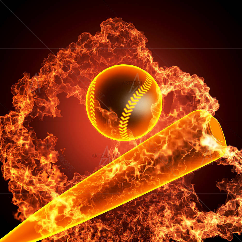 Baseball In Fire — custom-size art design 5000966