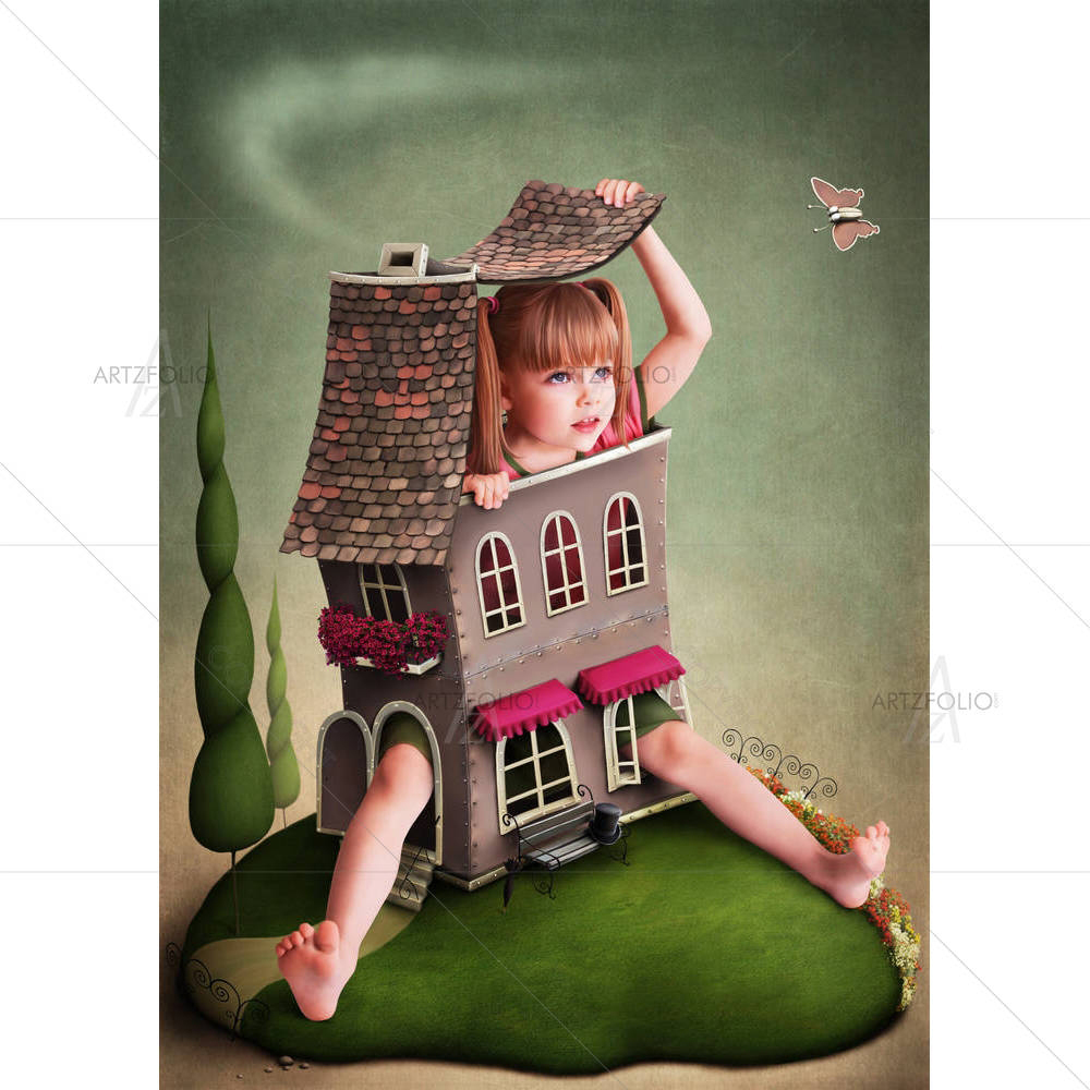 Girl In Small House — Botanical custom art by ArtzFolio