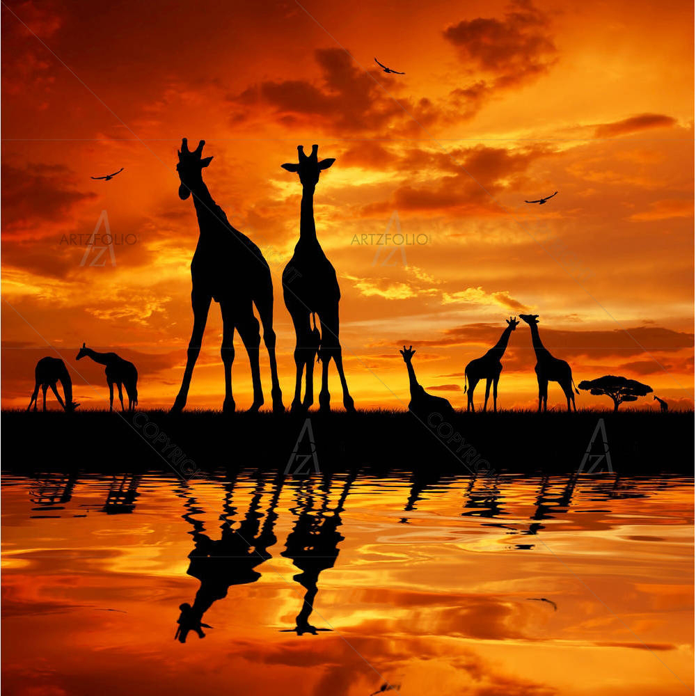 Two Giraffes D1 — African custom art by ArtzFolio