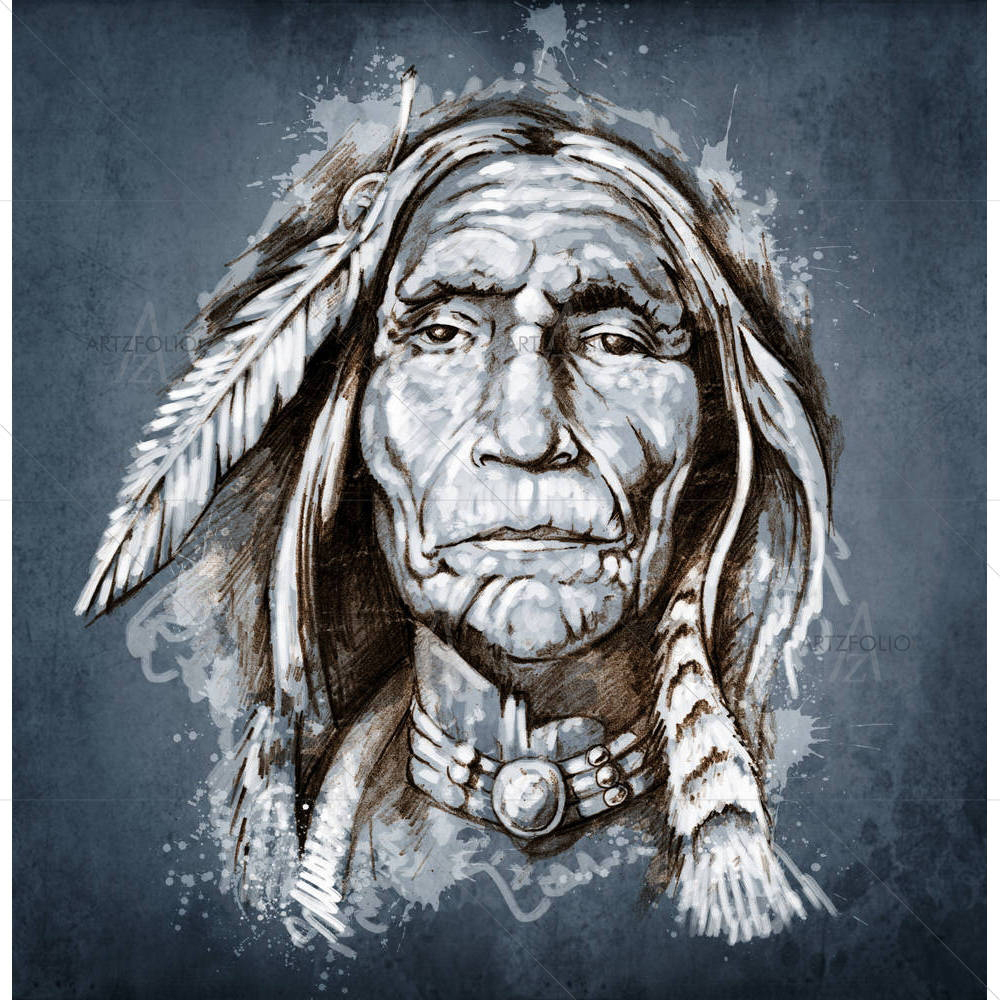 American Indian Portrait — American custom art by ArtzFolio