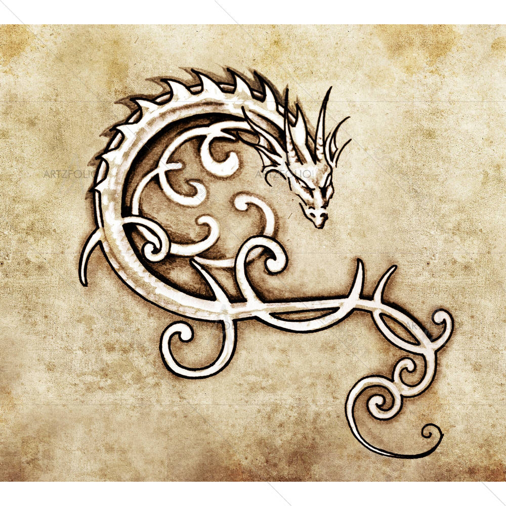Tattoo Art Decorative Dragon — custom-size art design 5000999