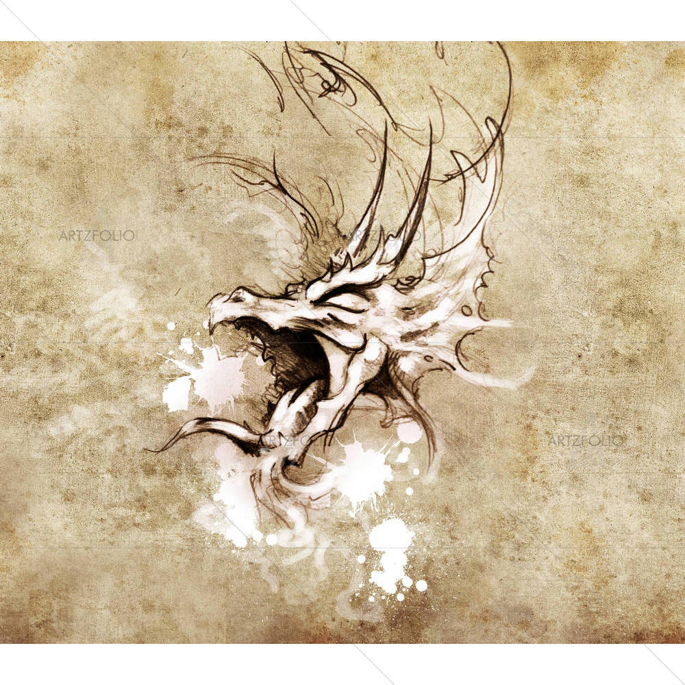 Dragon Head Tattoo — Abstract custom art by ArtzFolio