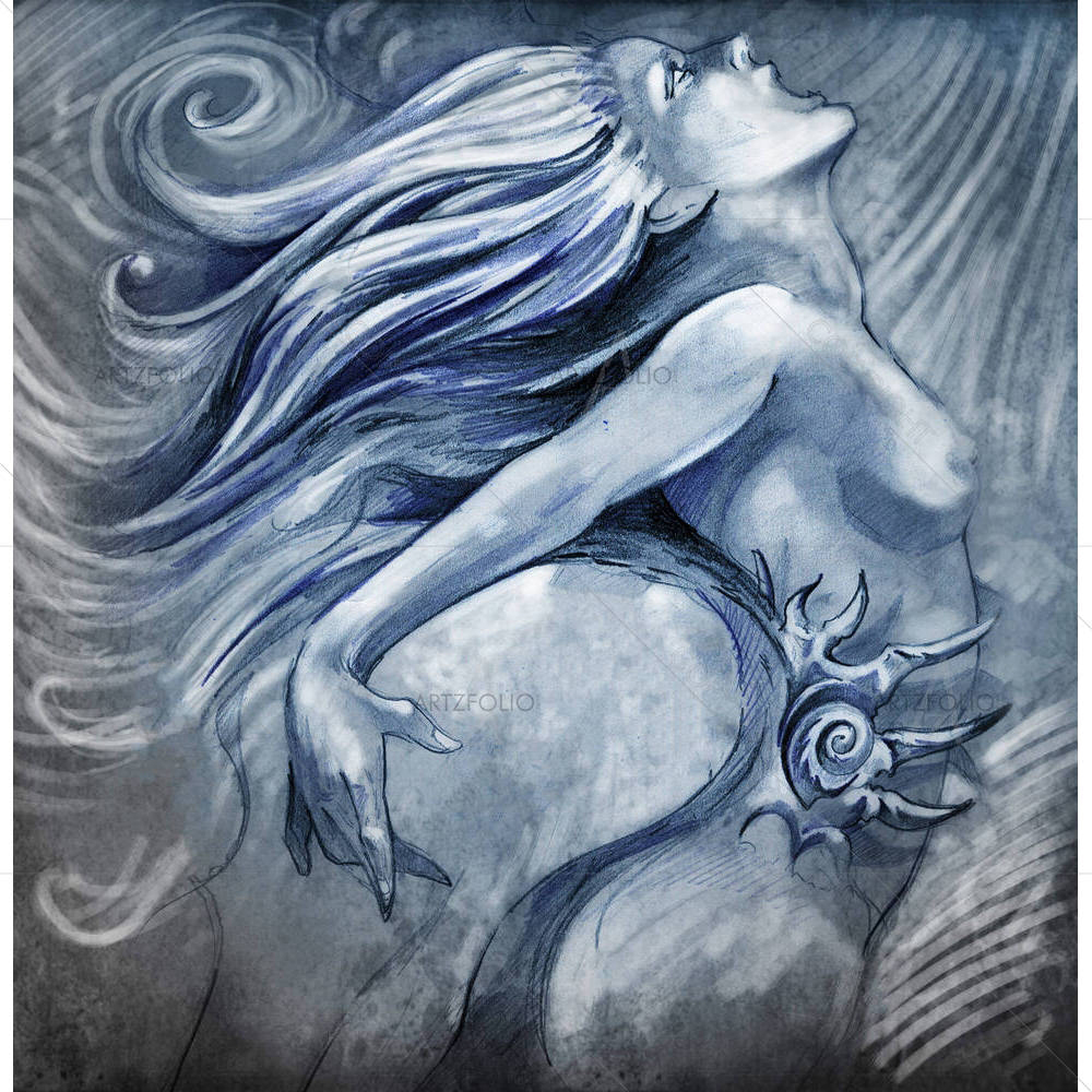 Mermaid In Blue Colors — custom-size art design 5001024
