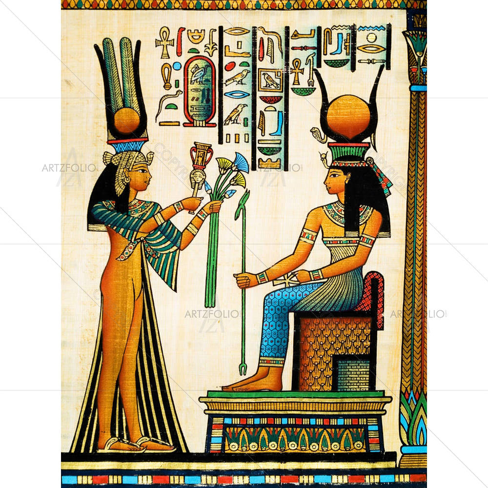 Egyptian Queen Nefertari Making An Offering To Isis D1 — custom-size art design 5001047