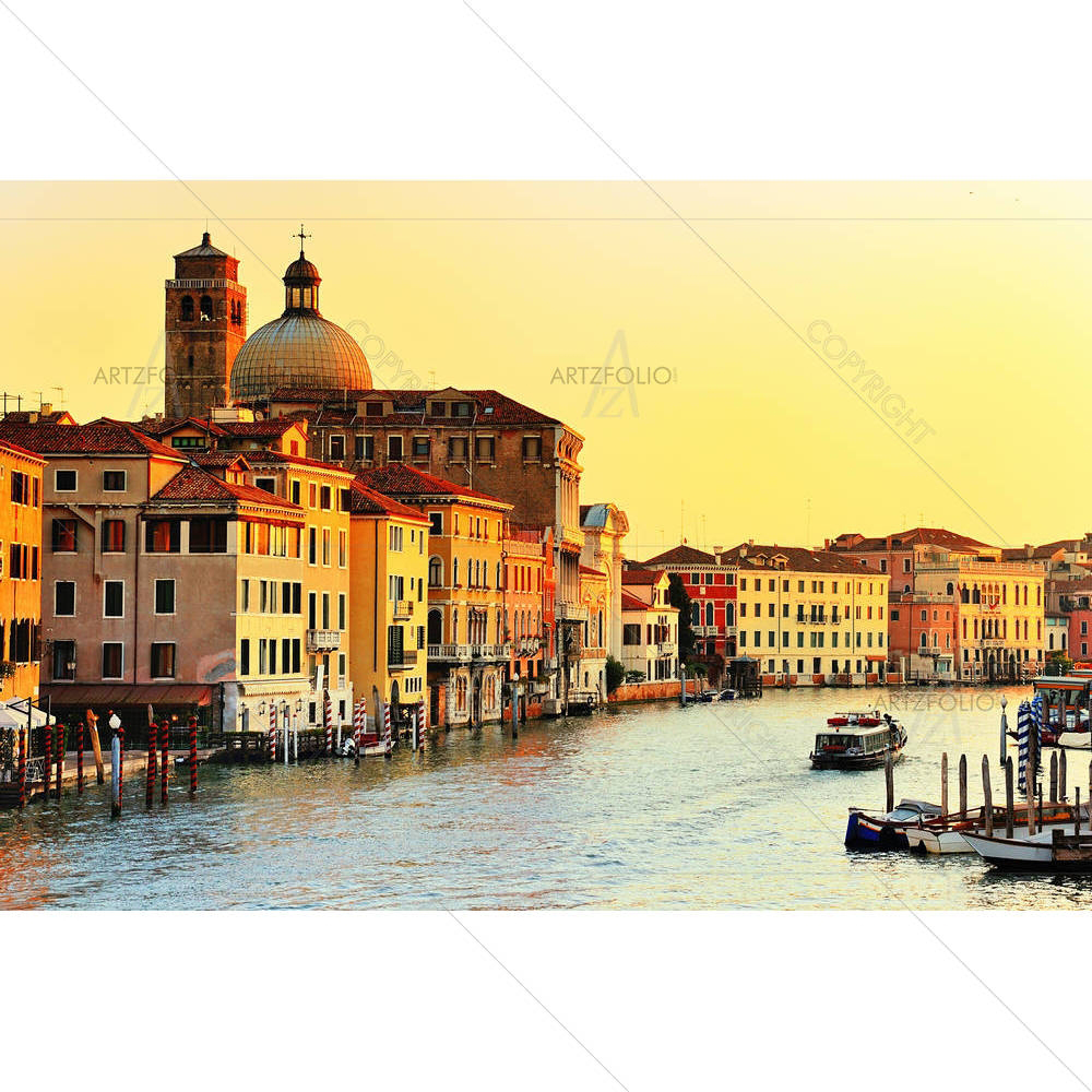 Beautiful Water Street Grand Canal In Venice Italy — custom-size art design 5001048