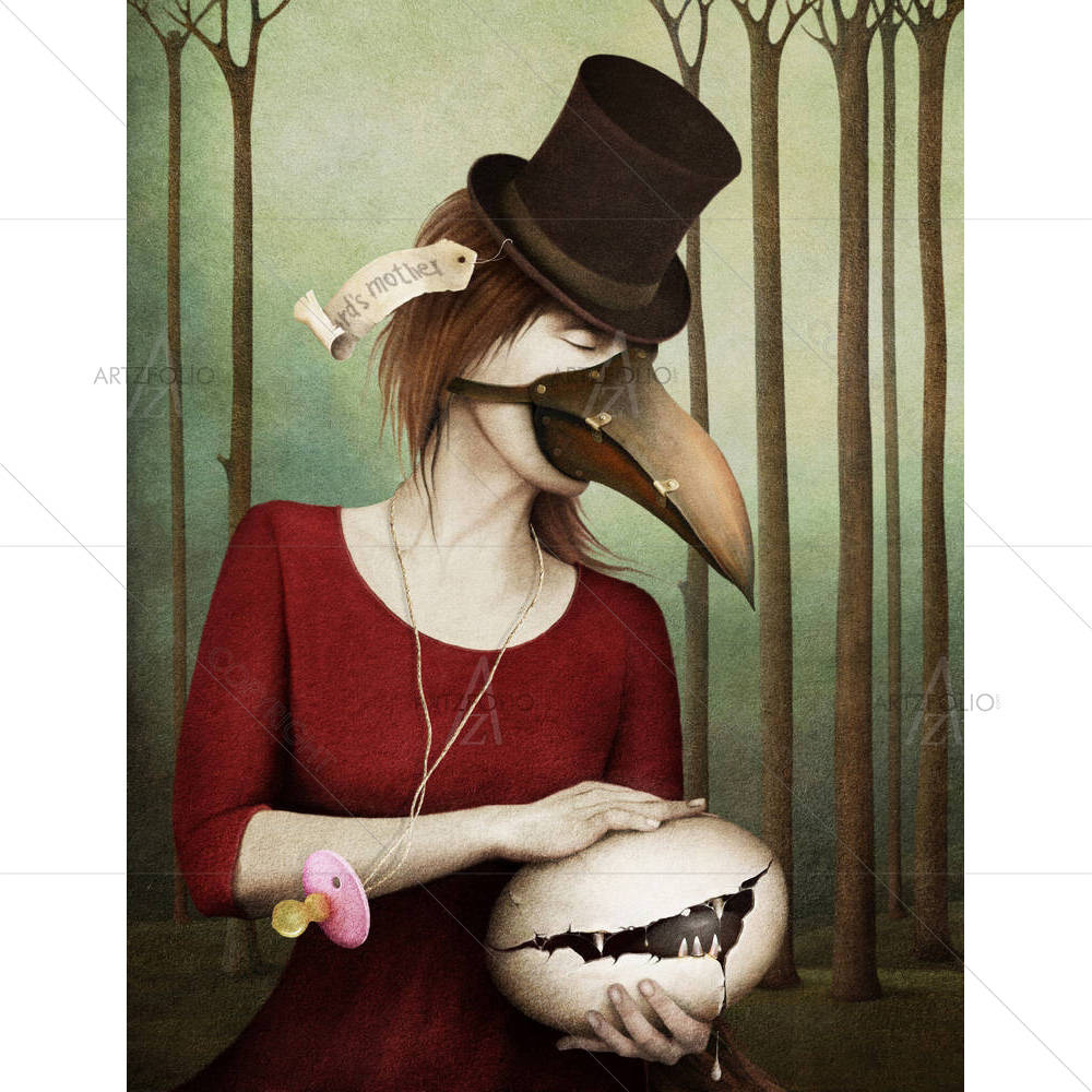 Conceptual Art With Girl An Child Egg — custom-size art design 5001060