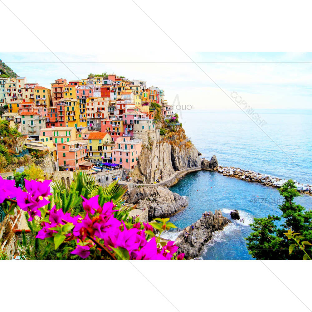 Village Of Manarola On Cinque Terre Coast, Italy — custom-size art design 5001076