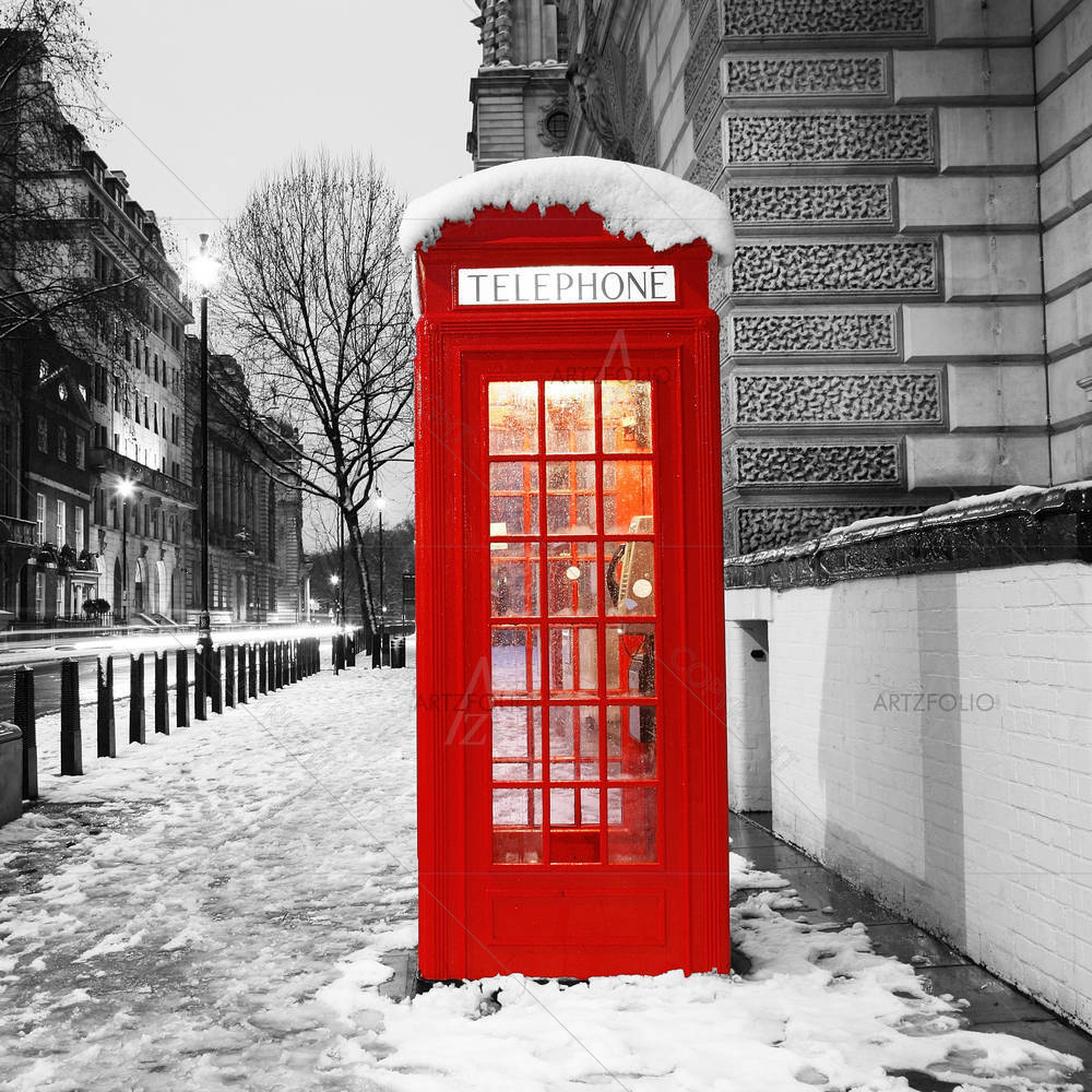 London Red Telephone Booth At Dawn, UK — custom-size art design 5001085