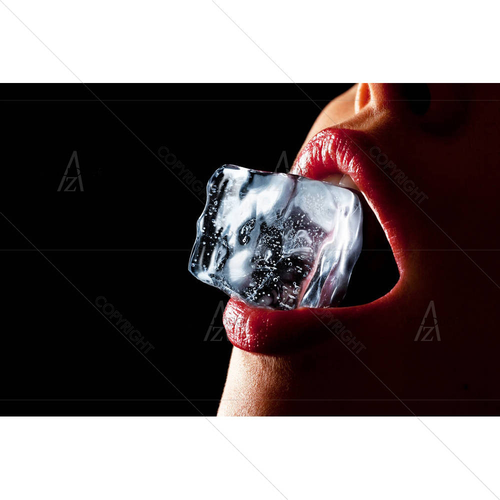 Ice Cube In A Womans Mouth — custom-size art design 5001093