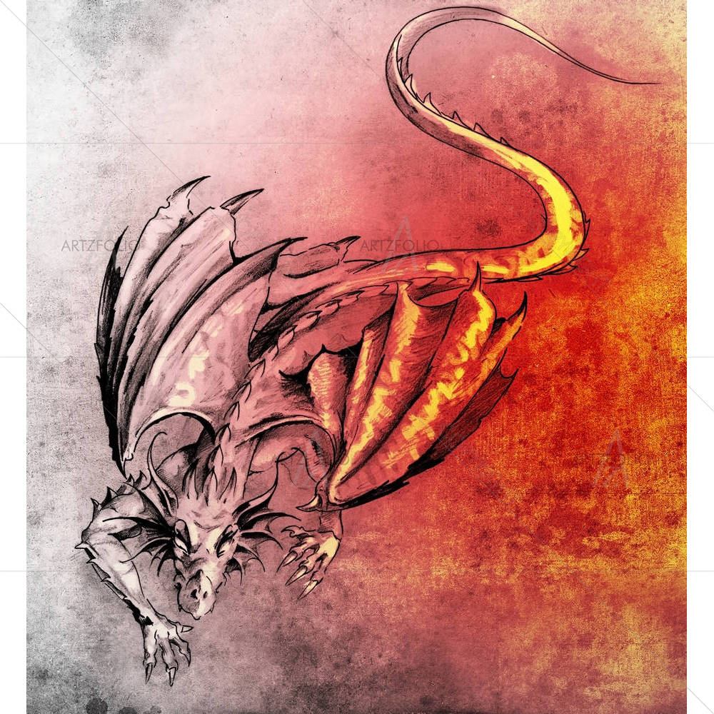 Modern Dragon Tattto Art — Botanical custom art by ArtzFolio