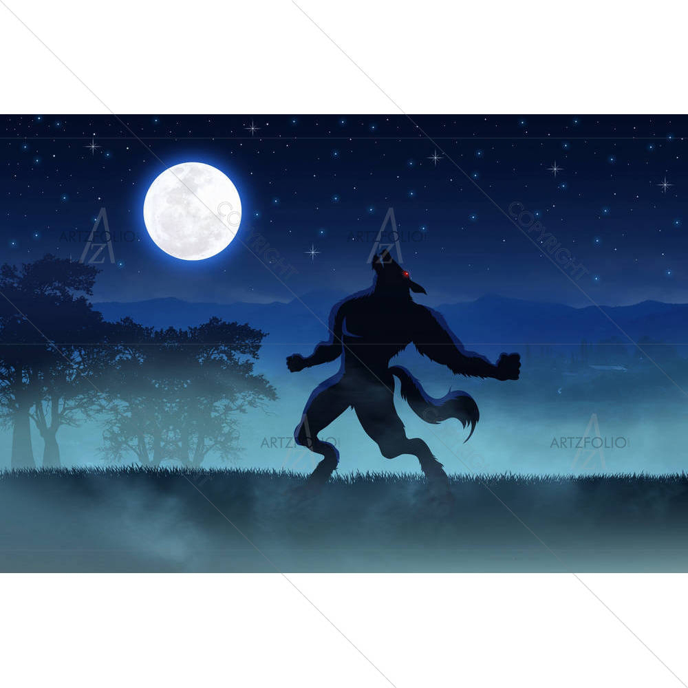 Wirewolf With The Full Moon — custom-size art design 5001106