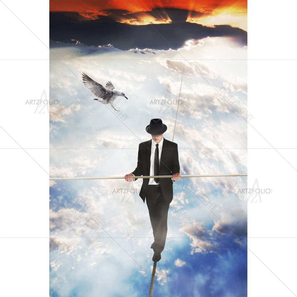 Man Walking On A High Rope — Animals custom art by ArtzFolio