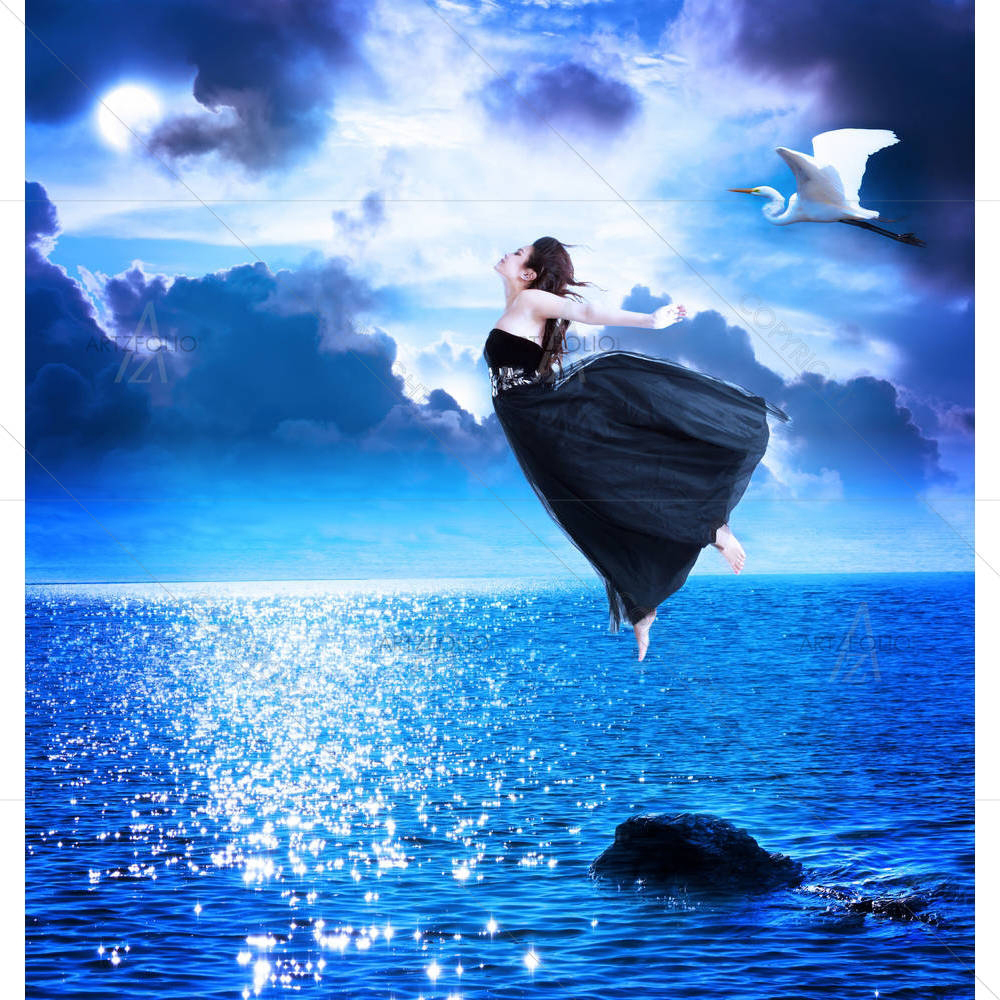 Girl Jumping — Birds custom art by ArtzFolio