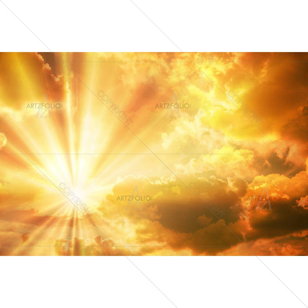 Sunset Sunrise With Clouds, Light & Rays D2 — Devotional custom art by ArtzFolio