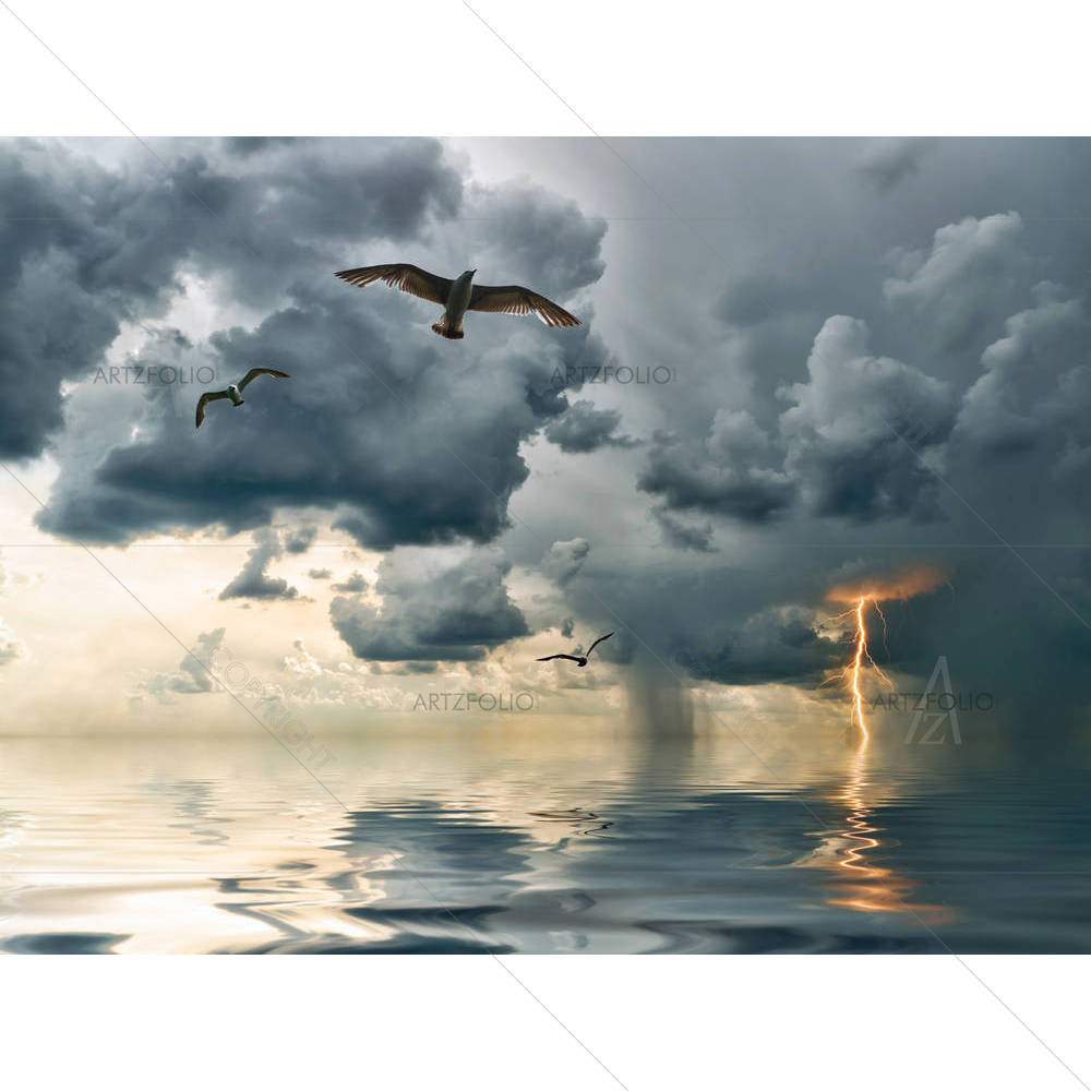 Seagulls Over Ocean — Birds custom art by ArtzFolio