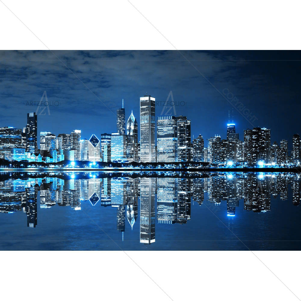 Chicago Downtown At Night, USA — American custom art by ArtzFolio