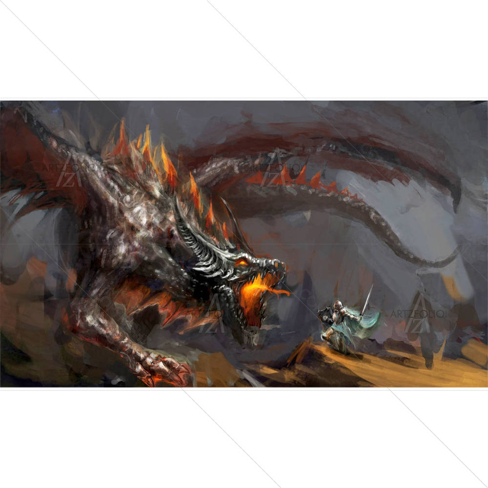 Knight Fighting Dragon D1 — custom-size art design 5001184