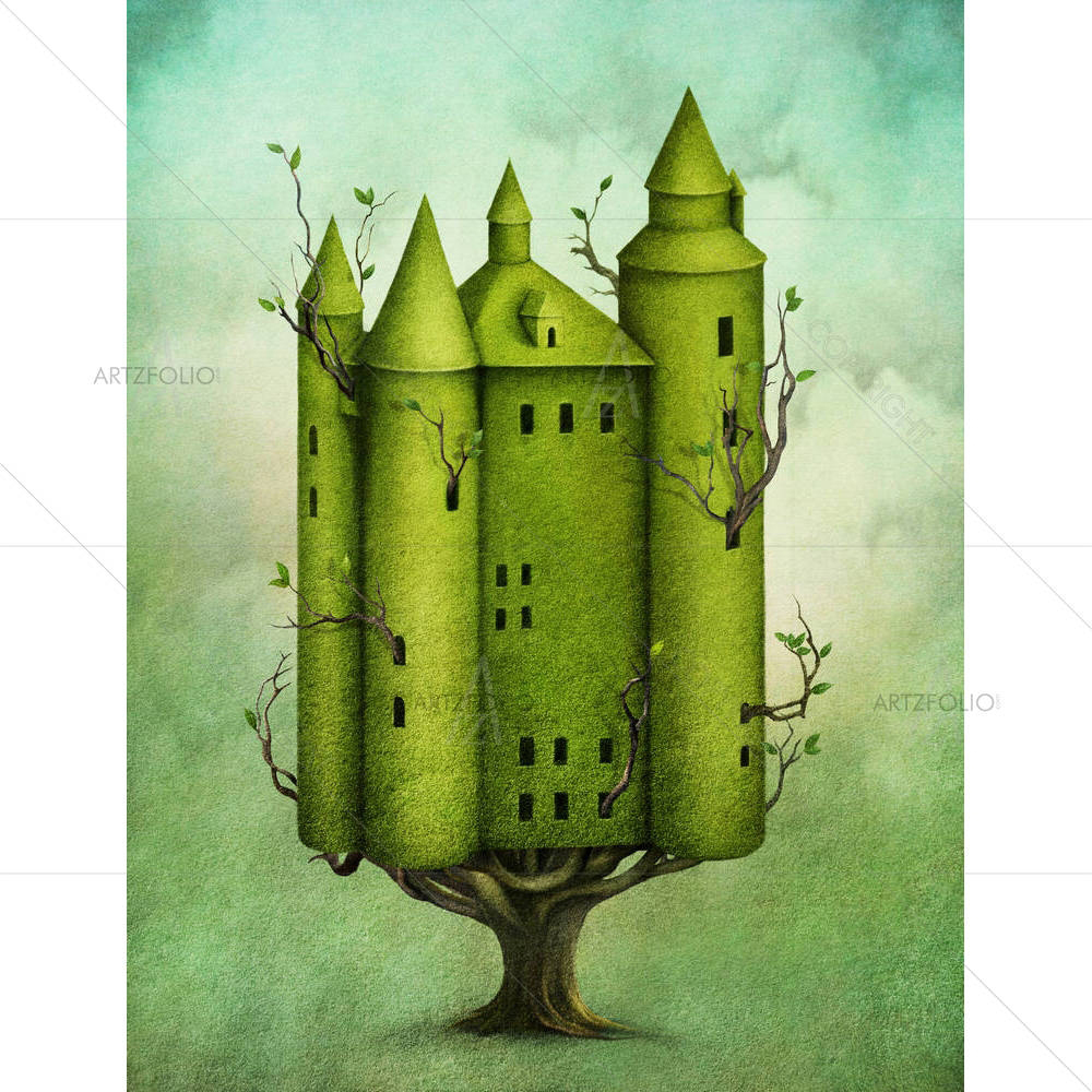 Green Tree In Form Of Castle — Architecture custom art by ArtzFolio